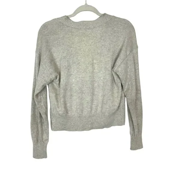 Everlane Womens Cropped Cashmere Cardigan Sweater Oatmeal Gray Canvas Heather S - Picture 3 of 15